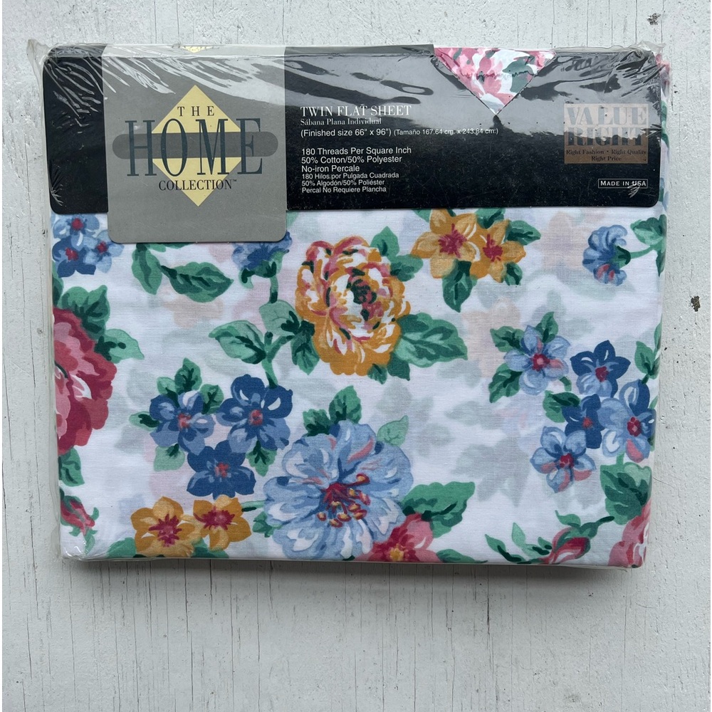 JC Penney The Home Collection Twin Flat Sheet Fancy Free Floral CottageCore New